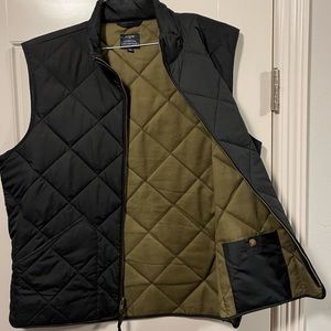 J. Crew Walker Mens Large Black/Green Quilted Zip Up Vest EUC Rn77388